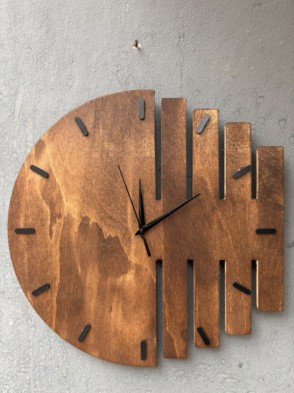 El Yapımı Çıtalı Ahşap Duvar Saati 41x41 cm | Rustik Dekoratif Saat