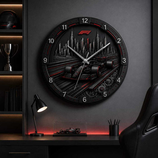Araba Temalı Çocuk Duvar Saati – Dekoratif Sessiz Mekanizmalı Saat 41x41 cm